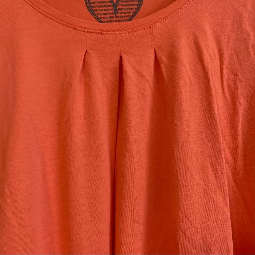 Ulla Popken Orange Pleated Scoop neck basic tee 28/30 - Picture 3 of 6